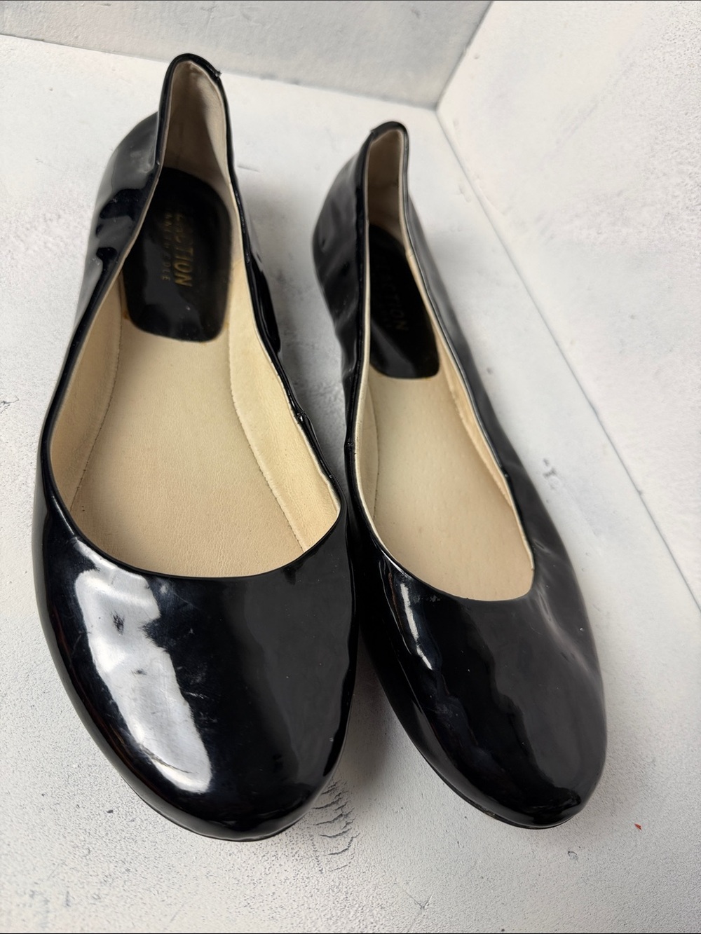 Kenneth Cole Black Patent Slip-On Ballet Flats